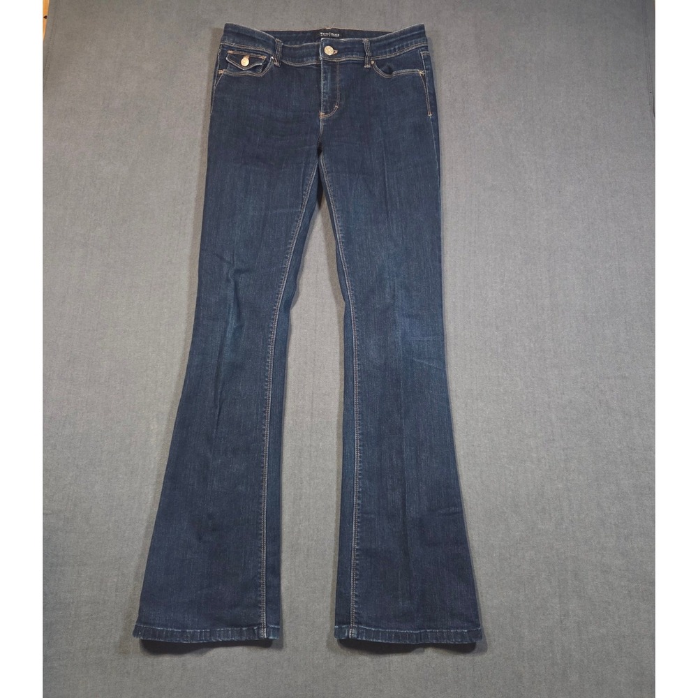 White House Black Market Jeans Womens 4R Dark Blue Bootcut Button Flap Pockets